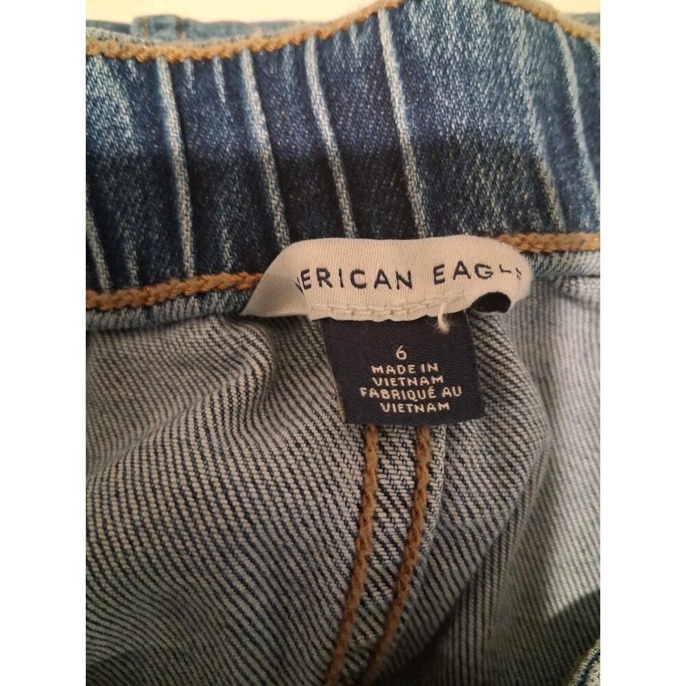 American Eagle Denim Tube Top Midi Dress Size 6 Blue Stretch Button Front Slit - Picture 6 of 11